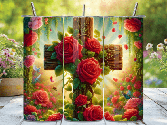 Download Rustic Rose Wood Cross Tumbler Wrap - Rustic rose Collection