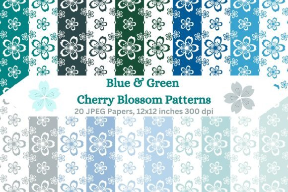 Download Blue &amp; Green Cherry Blossom Patterns - Blossom patterns Collection