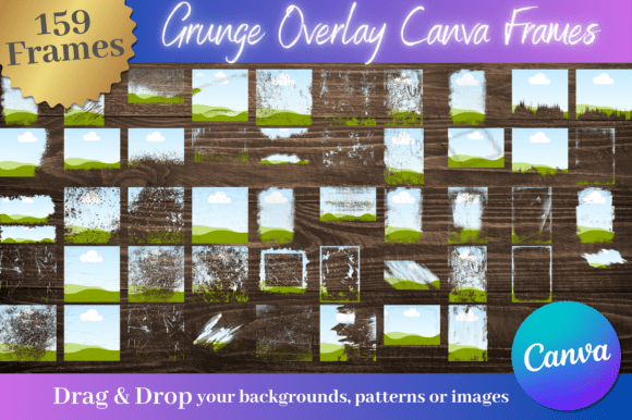 Download 159pc Grunge Bleach Effect Canva Frames - Effect Collection