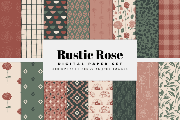 Download Rustic Rose Digital Paper Set - Rustic rose Collection