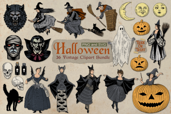 Download Vintage Halloween Vector Bundle - Halloween vector Collection