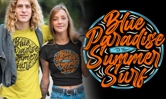 Download Blue Paradise Summer Surf Typography - Blue Collection