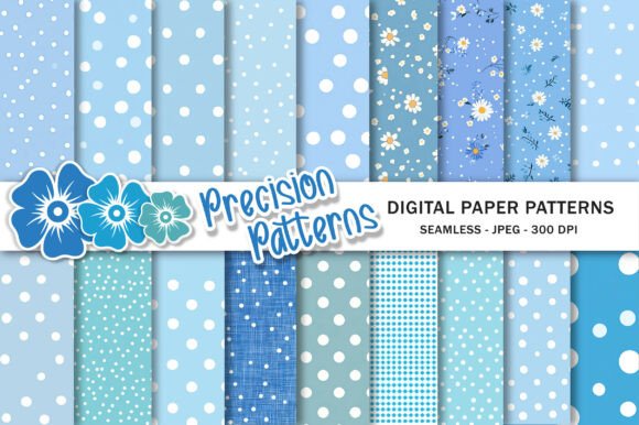 Download Blue Polka Dot Digital Seamless Patterns - Blue Collection
