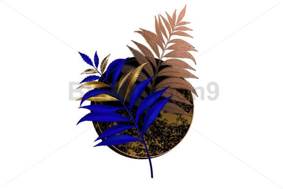Download Blue Fern on Black Circle - Blue Collection