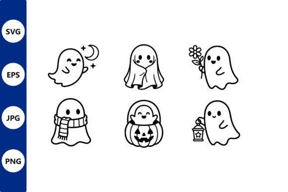 Download Cute Black White Ghost Halloween Vector - Halloween vector Collection