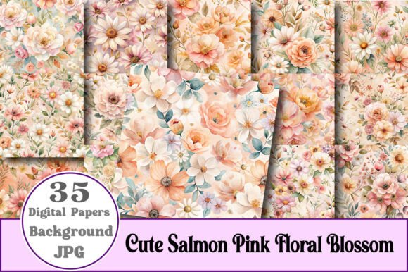 Download Cute Salmon Pink Floral Blossom Patterns - Blossom patterns Collection